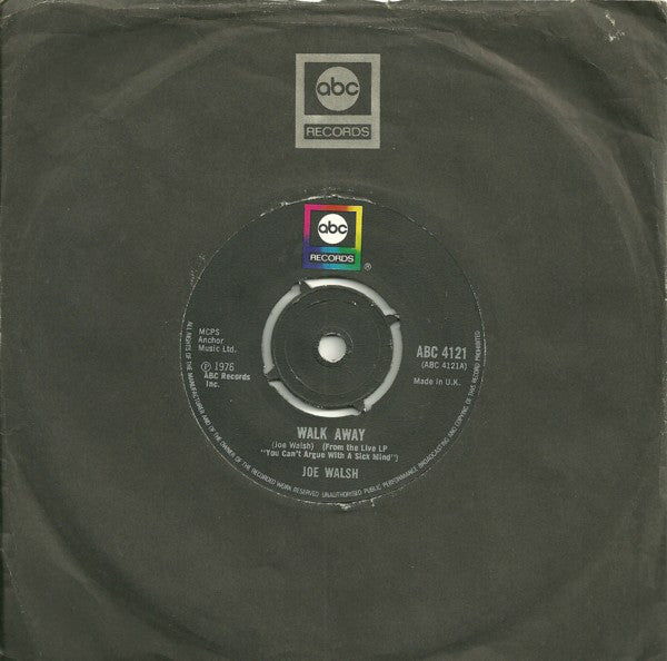 Joe Walsh - Walk Away - Used Vinyl Record 7"