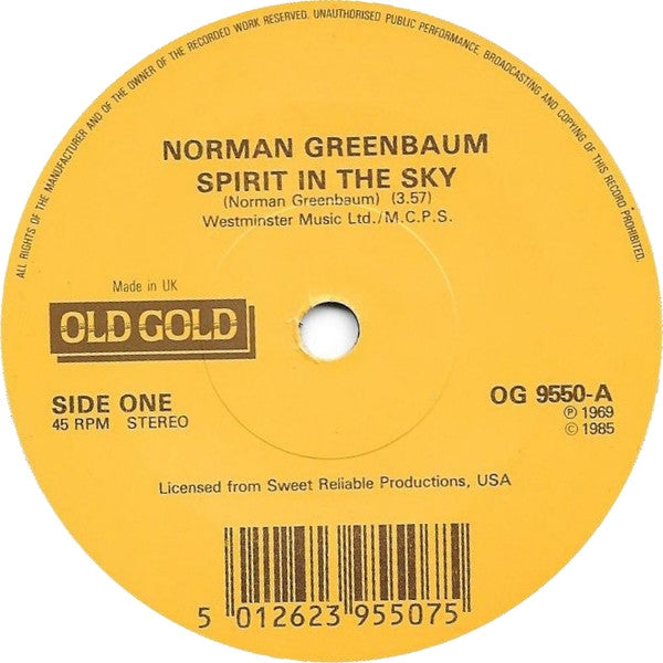 Norman Greenbaum - Spirit In The Sky / Milk Cow - Used Vinyl Record 7"