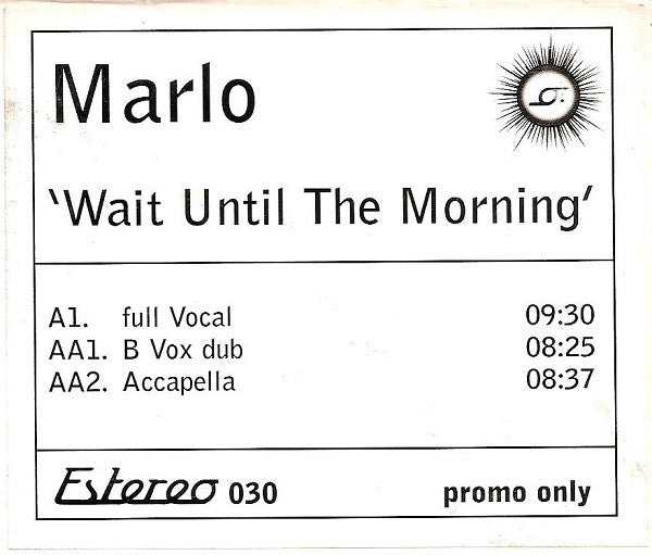 Marlo - Wait Until The Morning - Used Vinyl Record 12"