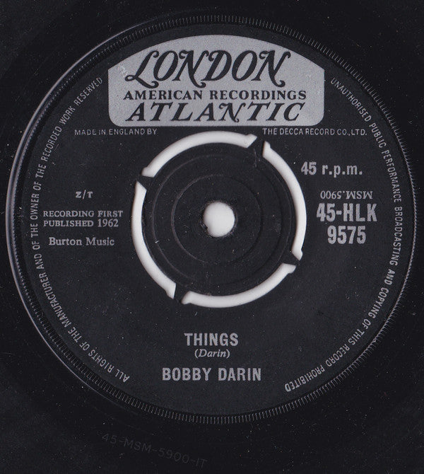 Bobby Darin - Things - Used Vinyl Record 7"