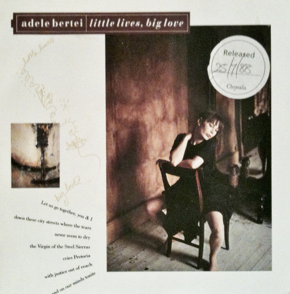 Adele Bertei - Little Lives, Big Love - New Vinyl Record 7"
