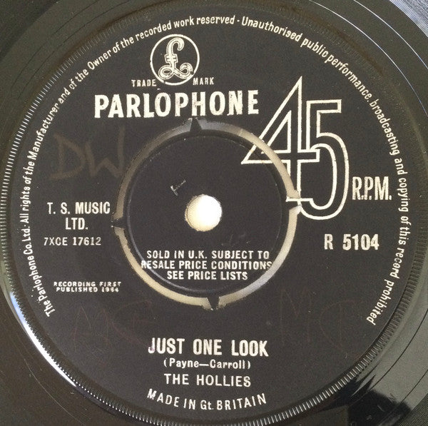 The Hollies - Just One Look - Used Vinyl Record 7"