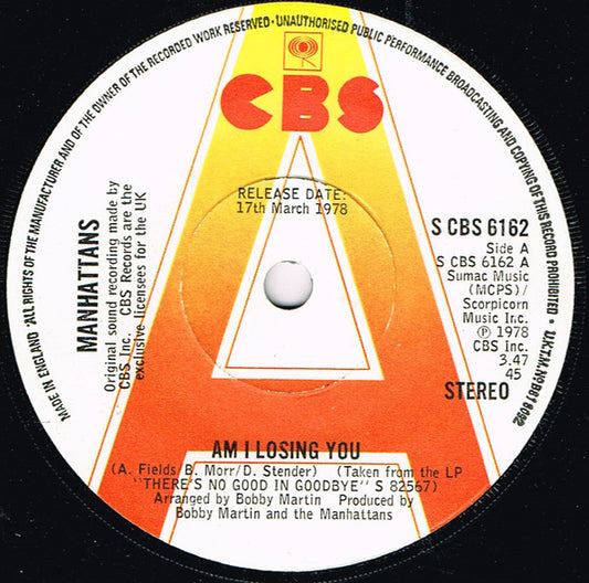 Manhattans - Am I Losing You - Used Vinyl Record 7"