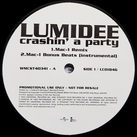 Lumidee - Crashin' A Party - Used Vinyl Record 12"