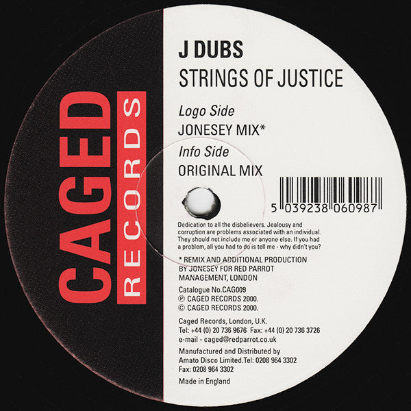 J-Dubs - Strings Of Justice - Used Vinyl Record 12"