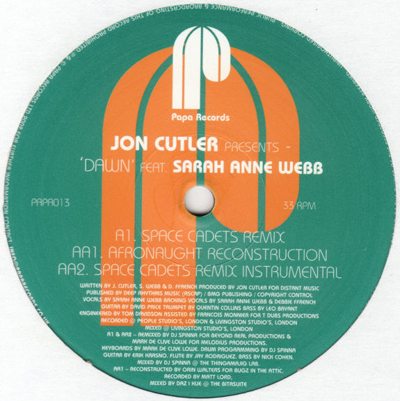 Jon Cutler - Dawn (Remixes) - Used Vinyl Record 12"