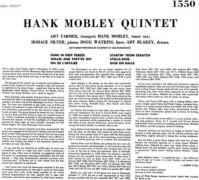 HANK MOBLEY - HANK MOBLEY QUINTET LP (PREORDER FOR RELEASE DATE 31/03/