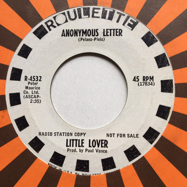 Little Lover - Flunky Monkey / Anonymous Letter - Used Vinyl Record 7"
