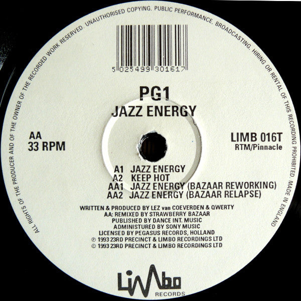 PG1 - Jazz Energy - Used Vinyl Record 12"