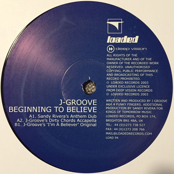 J-Groove - Beginning To Believe - Used Vinyl Record 12"