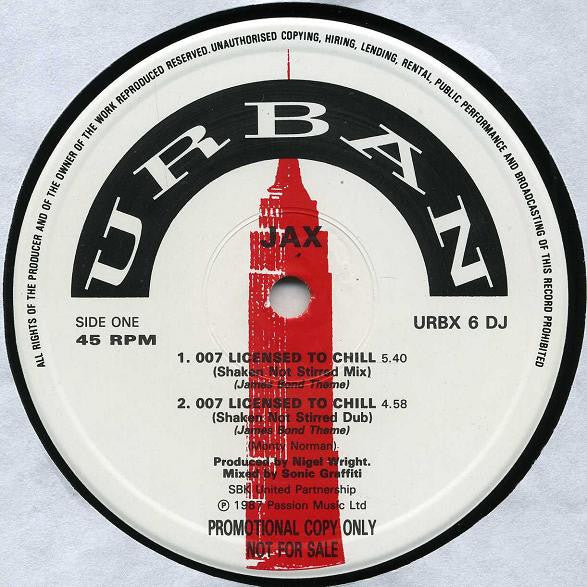 JAX - 007 Licensed To Chill - Used Vinyl Record 12"