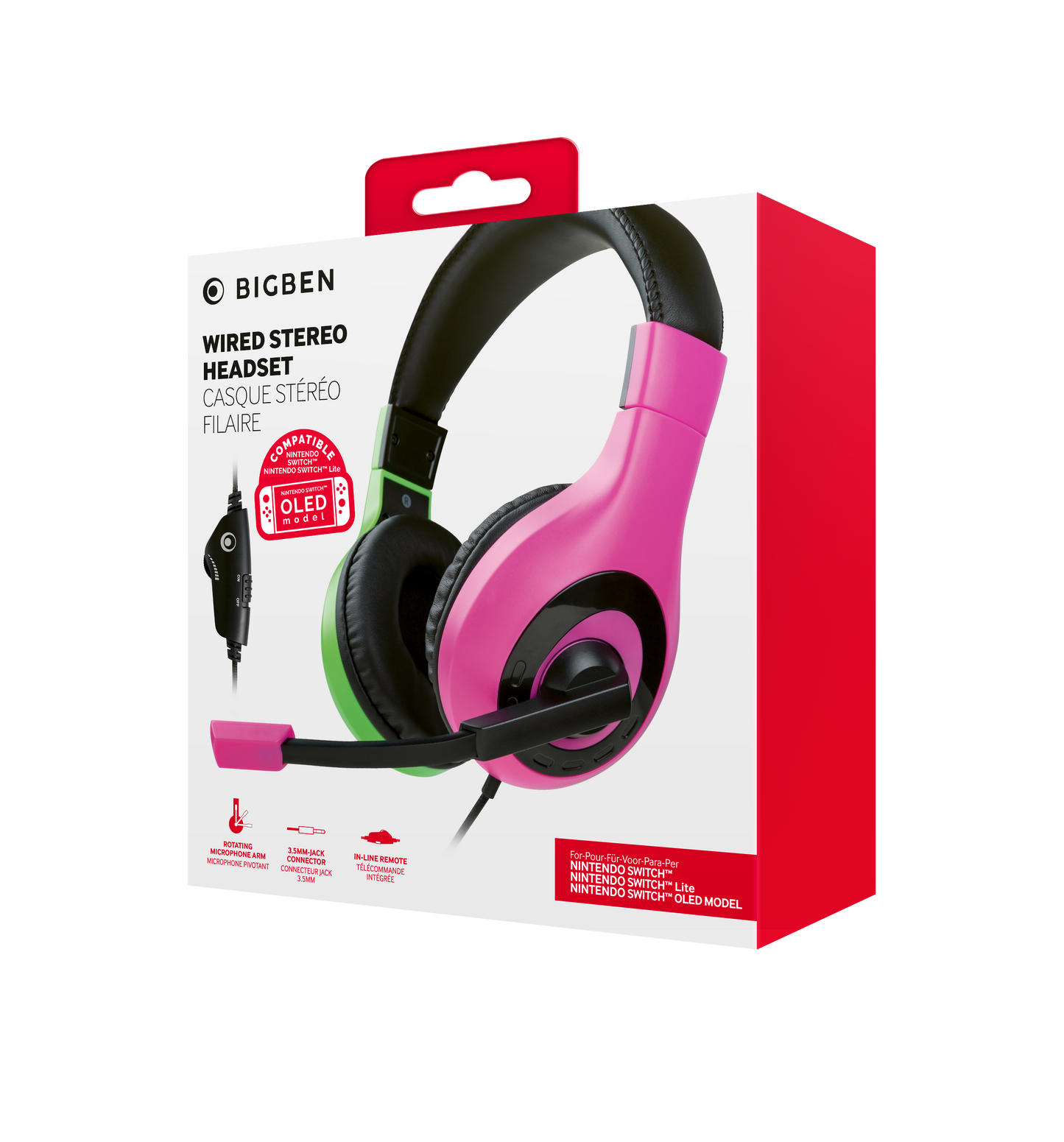 None Branded - Pink And Green Switch Headset - New Nintendo Switch