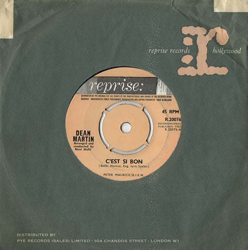 Dean Martin - C'est Si Bon - Used Vinyl Record 7"