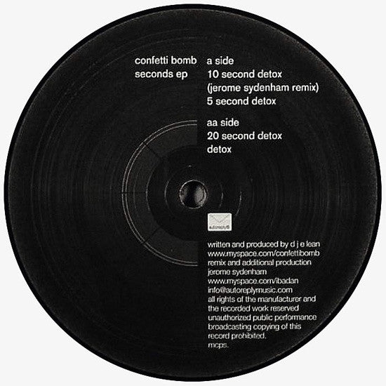 Confetti Bomb - Seconds EP - New Vinyl Record 12"
