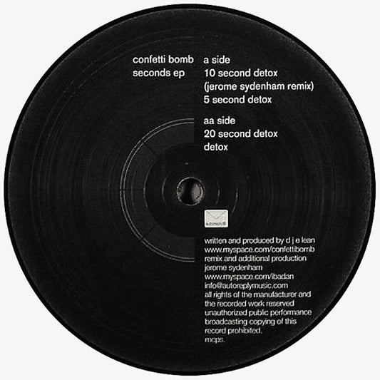 Confetti Bomb - Seconds EP - New Vinyl Record 12"