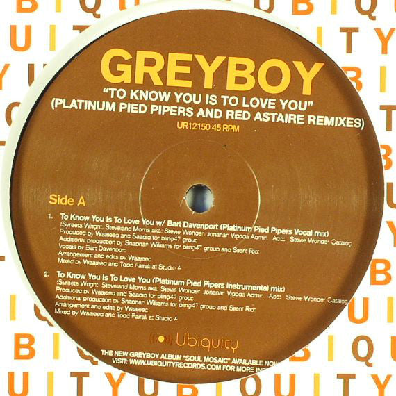 Greyboy - To Know You Is To Love You (Platinum Pied Pipers And Red As