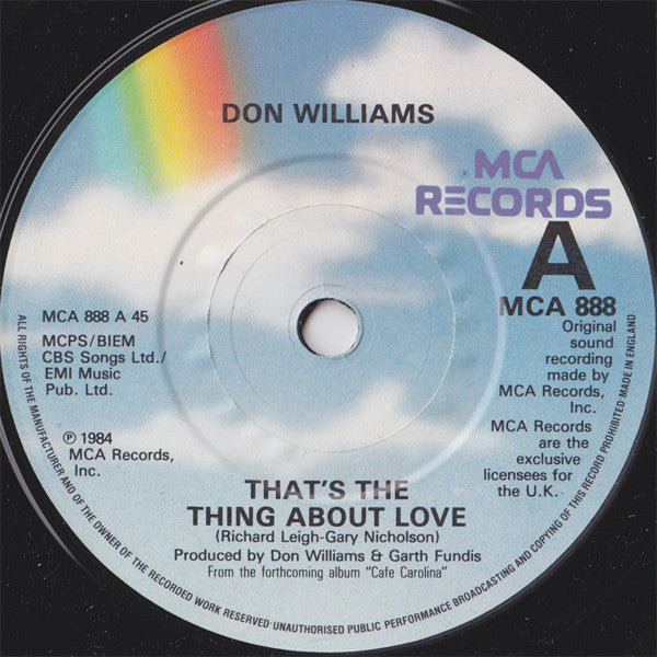 Don Williams - That's The Thing About Love - Used Vinyl Record 7"