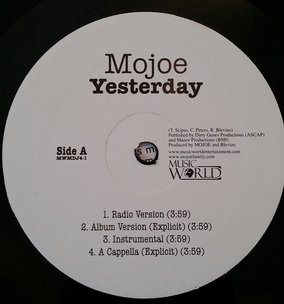 Mojoe - Yesterday / 3rd Coast Anthem - Used Vinyl Record 12"