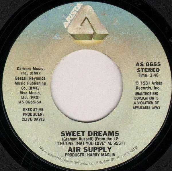 Air Supply - Sweet Dreams / Don't Turn Me Away - Used Vinyl Record 7"