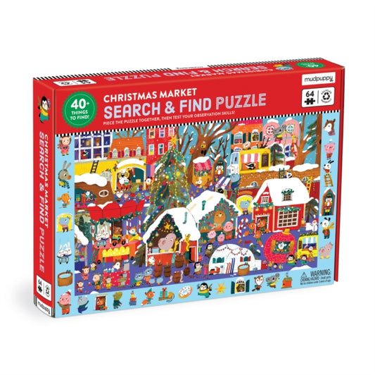 Mudpuppy - Christmas Market 64 Piece Search & Find Puzzle - New Jigsaw
