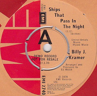 Billy J. Kramer - Ships That Pass In The Night - Used Vinyl R