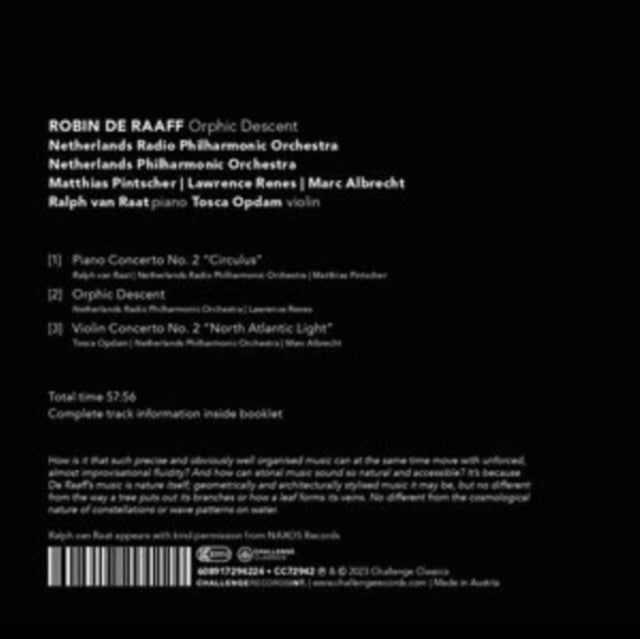 ROBIN DE / NETHERL R - Robin de Raaff: Orphic Descent - CD