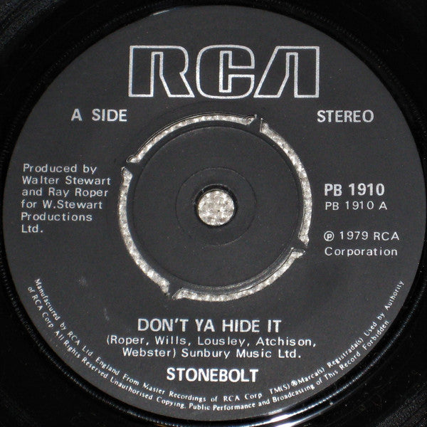 Stonebolt - Don't Ya Hide It - Used Vinyl Record 7"