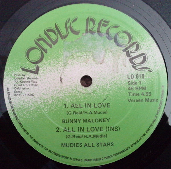 Bunny Maloney - All In Love / Baby I Love You - Used Vinyl Record 12"