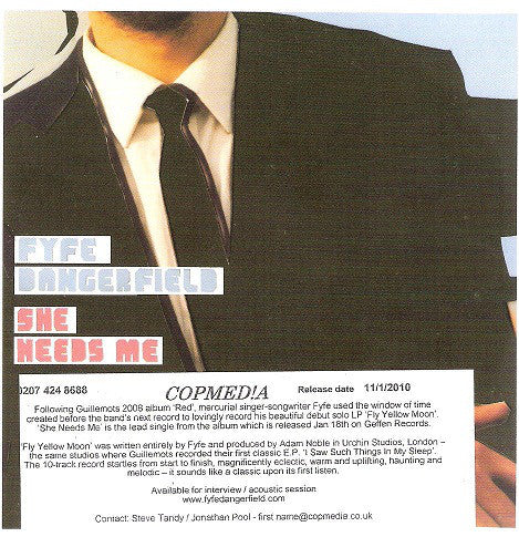 Fyfe Dangerfield - She Needs Me - Used CD