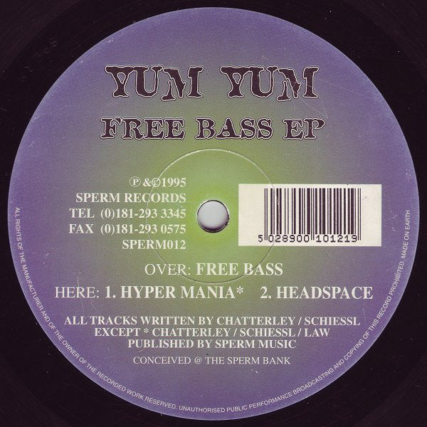 Yum Yum - Free Bass EP - Used Vinyl Record 12"