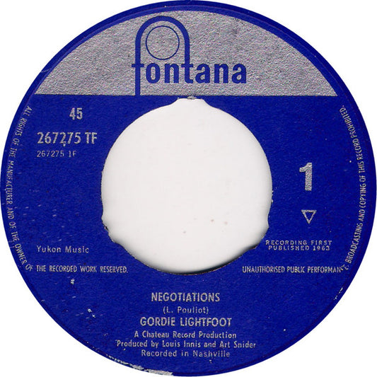 Gordon Lightfoot - Negotiations / It's Too Late, He Wins - Used Viny