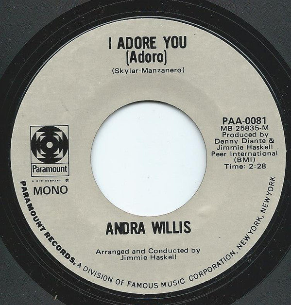 Andra Willis - I Adore You (Adoro) - Used Vinyl Record 7"