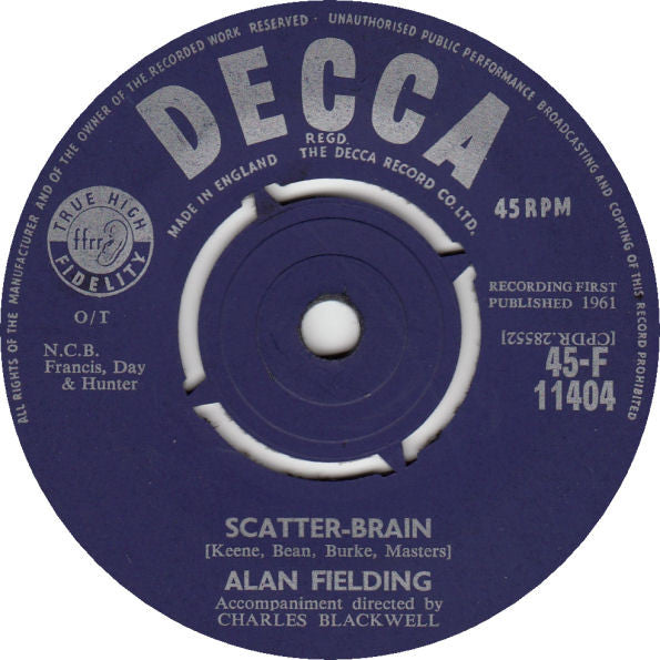 Alan Fielding - Scatter-Brain - Used Vinyl Record 7"