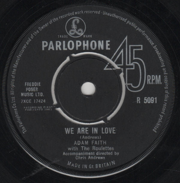 Adam Faith - We Are In Love - Used Vinyl Record 7"
