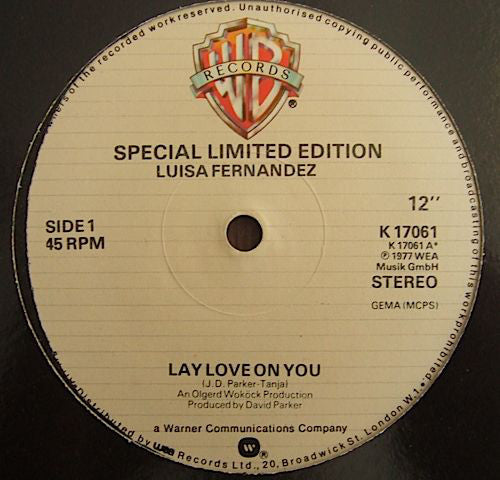 Luisa Fernandez - Lay Love On You - Used Vinyl Record 12"