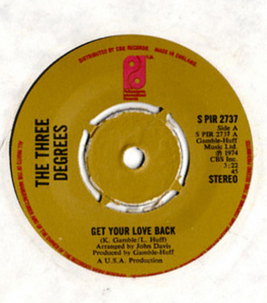 Three Degrees - Get Your Love Back - Used Vinyl Record 7"