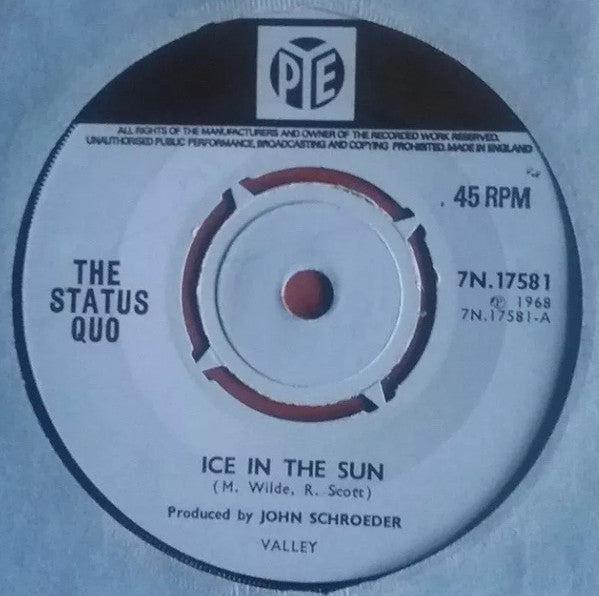 Status Quo - Ice In The Sun - Used Vinyl Record 7"