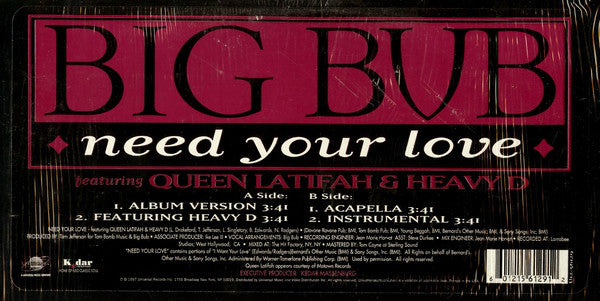Big Bub - Need Your Love - Used Vinyl Record 12"