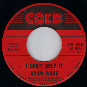 Adam Wade - I Can't Help It - Used Vinyl Record 7"