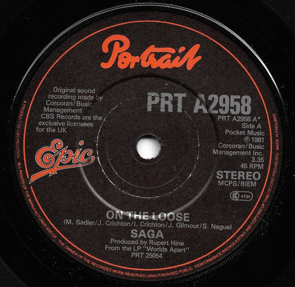 Saga - On The Loose - Used Vinyl Record 7"