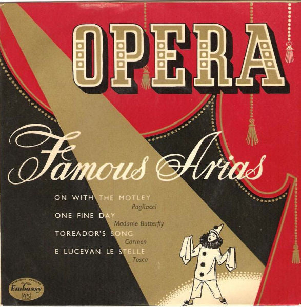 Embassy Opera Stars - Opera - Famous Arias - Used Vinyl Record 7"