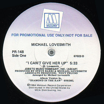 Michael Lovesmith - I  Can't Give Her Up - Used Vinyl Record