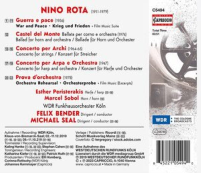 WDR FUNKHAUSORCHESTE - NINO ROTA WAR AND PEACE; CAST - CD