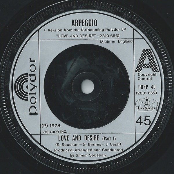 Arpeggio - Love And Desire - Used Vinyl Record 7"