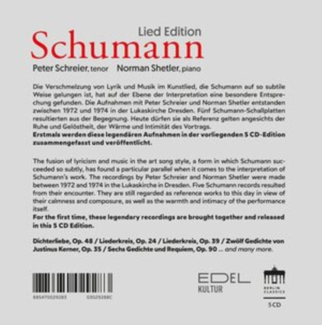 PETER SCHREIER  NORM - SCHUMANN LIED EDITION - CD