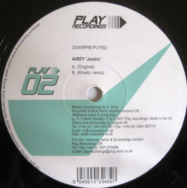 Airey - Jackin' - Used Vinyl Record 12"