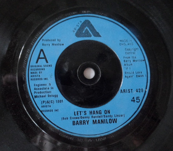 Barry Manilow - Let's Hang On - Used Vinyl Record 7"