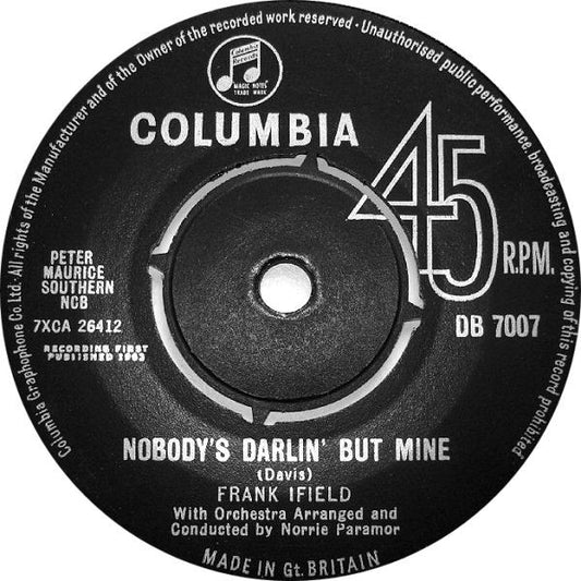 Frank Ifield - Nobody's Darlin' But Mine - Used Vinyl Record 7"