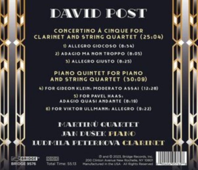 MARTINU QUARTET; LUD - DAVID POST CONCERTINO A CINQU - CD