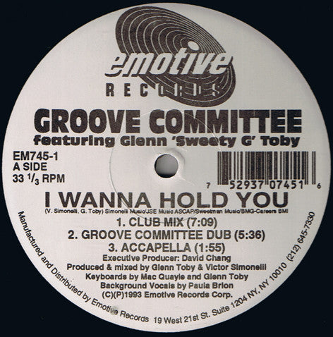 Groove Committee - I Wanna Hold You - Used Vinyl Record 12"